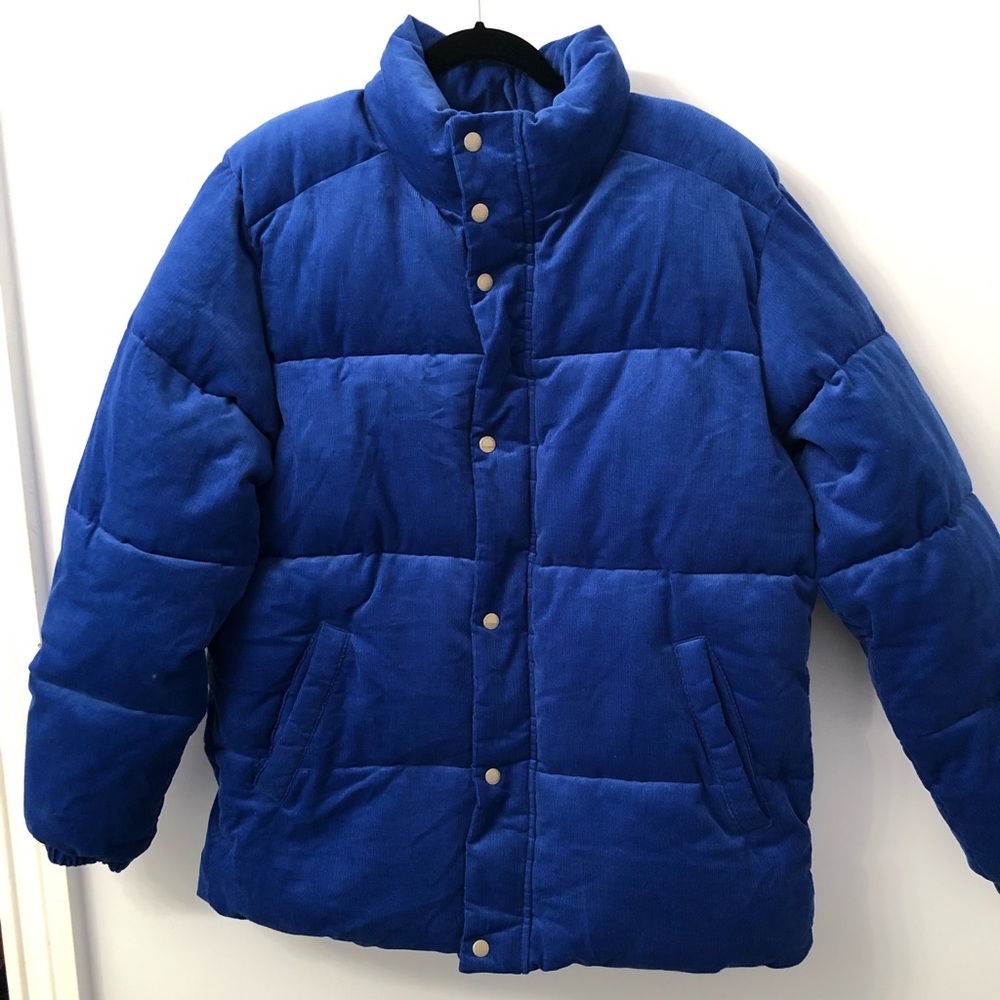Blue Corduroy Puffer Jacket!